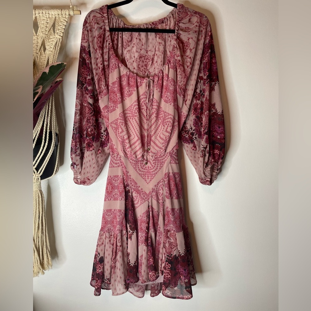 Free People Seven Wonders skater dress boho flowy floral brunch wedding